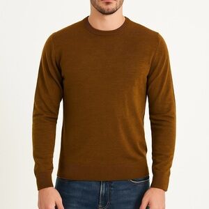 A.P.C. Extra Fine Merino Wool Knit Men’s Crew Neck Sweater Pullover Brown Small